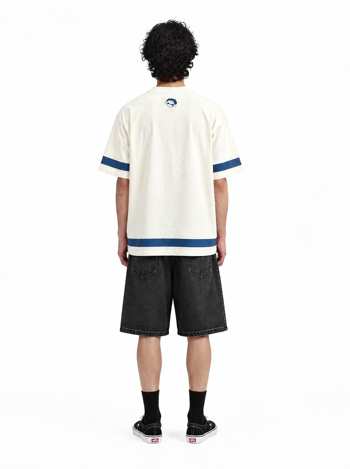 Cream Charlie Rising tee, back view, on model