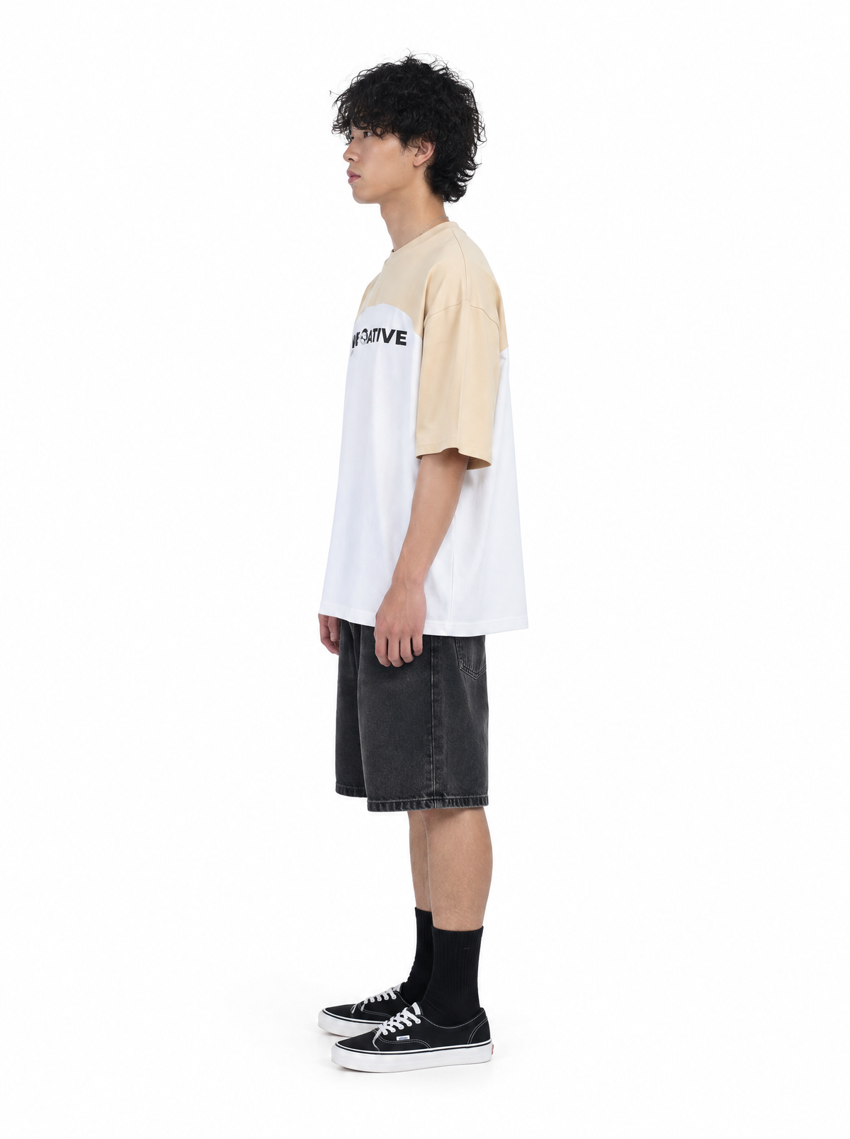 Charlie find your core tee, side view, on model