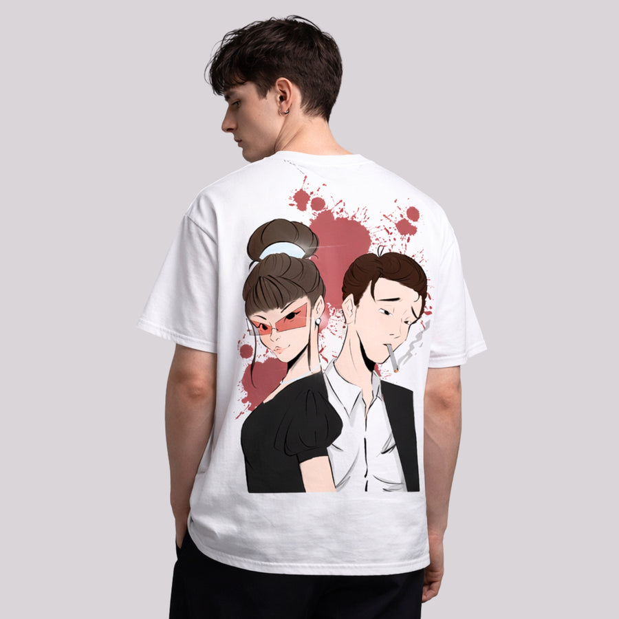 The Duo Tee, oversized cropped tee, front view