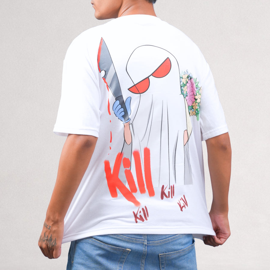 Kill Kill Kill oversized cropped tee, front view